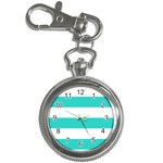 Horizontal Stripes - White and Turquoise Key Chain Watch