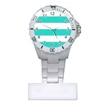 Horizontal Stripes - White and Turquoise Nurses Watch