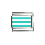 Horizontal Stripes - White and Turquoise Italian Charm (9mm)