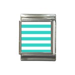 Horizontal Stripes - White and Turquoise Italian Charm (13mm)