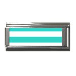 Horizontal Stripes - White and Turquoise Superlink Italian Charm (9mm)