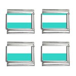 Horizontal Stripes - White and Turquoise 9mm Italian Charm (4 pack)