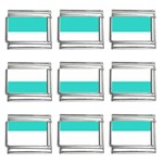 Horizontal Stripes - White and Turquoise 9mm Italian Charm (9 pack)