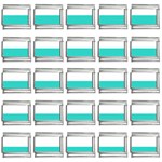 Horizontal Stripes - White and Turquoise 9mm Italian Charm (25 pack)