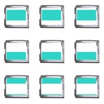 Horizontal Stripes - White and Turquoise Mega Link Italian Charm (9 pack)