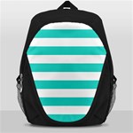 Horizontal Stripes - White and Turquoise Backpack Bag