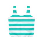 Horizontal Stripes - White and Turquoise Full Print Recycle Bag (S)
