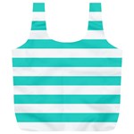 Horizontal Stripes - White and Turquoise Full Print Recycle Bag (XL)