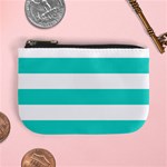 Horizontal Stripes - White and Turquoise Mini Coin Purse