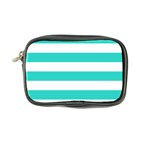 Horizontal Stripes - White and Turquoise Coin Purse