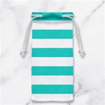 Horizontal Stripes - White and Turquoise Jewelry Bag