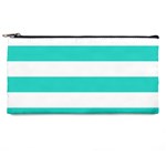 Horizontal Stripes - White and Turquoise Pencil Case