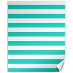 Horizontal Stripes - White and Turquoise Canvas 11  x 14 