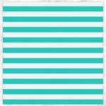 Horizontal Stripes - White and Turquoise Canvas 12  x 12 