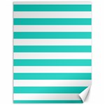 Horizontal Stripes - White and Turquoise Canvas 12  x 16 