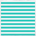 Horizontal Stripes - White and Turquoise Canvas 16  x 16 