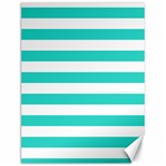 Horizontal Stripes - White and Turquoise Canvas 18  x 24 