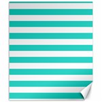 Horizontal Stripes - White and Turquoise Canvas 20  x 24 