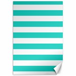 Horizontal Stripes - White and Turquoise Canvas 20  x 30 