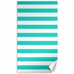 Horizontal Stripes - White and Turquoise Canvas 40  x 72 