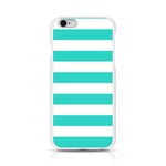 Horizontal Stripes - White and Turquoise Apple iPhone 6/6S Silicone Case (Transparent)