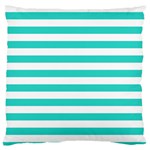 Horizontal Stripes - White and Turquoise Standard Flano Cushion Case (Two Sides)