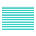 Horizontal Stripes - White and Turquoise Double Sided Flano Blanket (Mini)