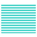Horizontal Stripes - White and Turquoise Double Sided Flano Blanket (Small)