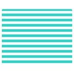 Horizontal Stripes - White and Turquoise Double Sided Flano Blanket (Medium)