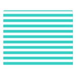 Horizontal Stripes - White and Turquoise Double Sided Flano Blanket (Large)