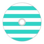 Horizontal Stripes - White and Turquoise CD Wall Clock