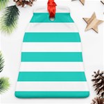 Horizontal Stripes - White and Turquoise Ornament (Bell)