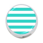 Horizontal Stripes - White and Turquoise 4-Port USB Hub (One Side)