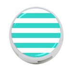 Horizontal Stripes - White and Turquoise 4-Port USB Hub (Two Sides)