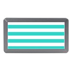 Horizontal Stripes - White and Turquoise Memory Card Reader (Mini)