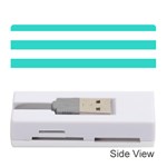 Horizontal Stripes - White and Turquoise Memory Card Reader (Stick)