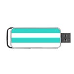 Horizontal Stripes - White and Turquoise Portable USB Flash (Two Sides)