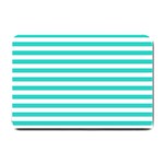 Horizontal Stripes - White and Turquoise Small Doormat