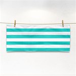 Horizontal Stripes - White and Turquoise Hand Towel