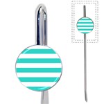 Horizontal Stripes - White and Turquoise Book Mark