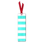 Horizontal Stripes - White and Turquoise Small Book Mark