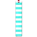 Horizontal Stripes - White and Turquoise Large Book Mark