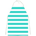 Horizontal Stripes - White and Turquoise Full Print Apron