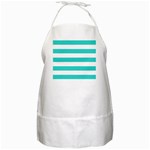 Horizontal Stripes - White and Turquoise BBQ Apron