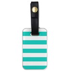 Horizontal Stripes - White and Turquoise Luggage Tag (One Side)
