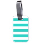 Horizontal Stripes - White and Turquoise Luggage Tag (Two Sides)
