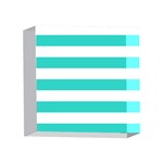 Horizontal Stripes - White and Turquoise 4 x 4  Acrylic Photo Block