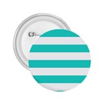 Horizontal Stripes - White and Turquoise 2.25  Button