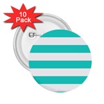 Horizontal Stripes - White and Turquoise 2.25  Button (10 pack)