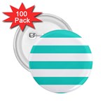 Horizontal Stripes - White and Turquoise 2.25  Button (100 pack)